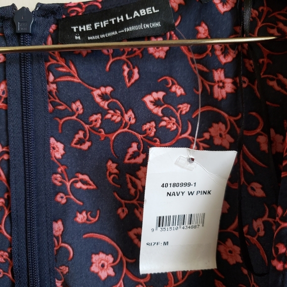 The Fifth Label Archer Floral Faux Wrap Dress M Long Sleeve Red Navy - Picture 10 of 11